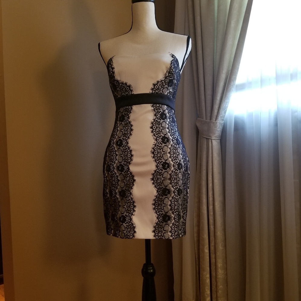 Max & Cleo 'Olivia' Strapless Satin & Lace Dress |
